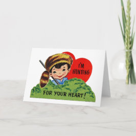 Retro Valentine Jagen für Ihr Herz Feiertagskarte