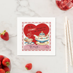 Retro Valentine Teecup und Teekapier Napkin Serviette