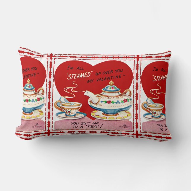 Retro Valentine Teezeremonie auf dem Monte Tamaro Lendenkissen (Vorderseite)