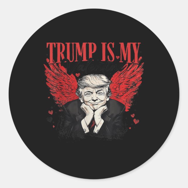 Retro Valentine Trump ist mein Valentinin Funny Tr Runder Aufkleber (Vorderseite)