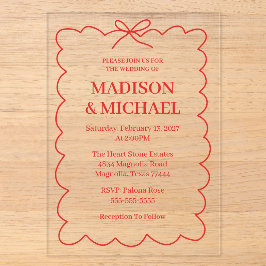 Retro Valentine Wedding Photo Red Pink Acryleinladungen
