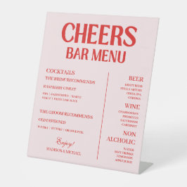 Retro Valentine Wedding Red Pink Bar Menu Sockelschild