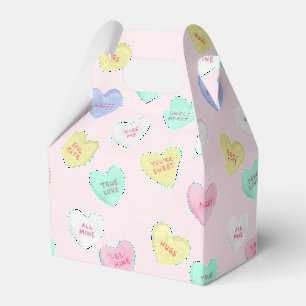 Retro Valentine's Day Candy Hearts on Baby Pink Geschenkschachtel