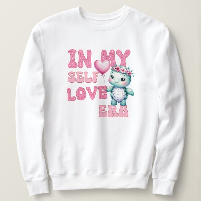 Retro Valentine's Day Self Liebe Turtle Sweatshirt (Design vorne)