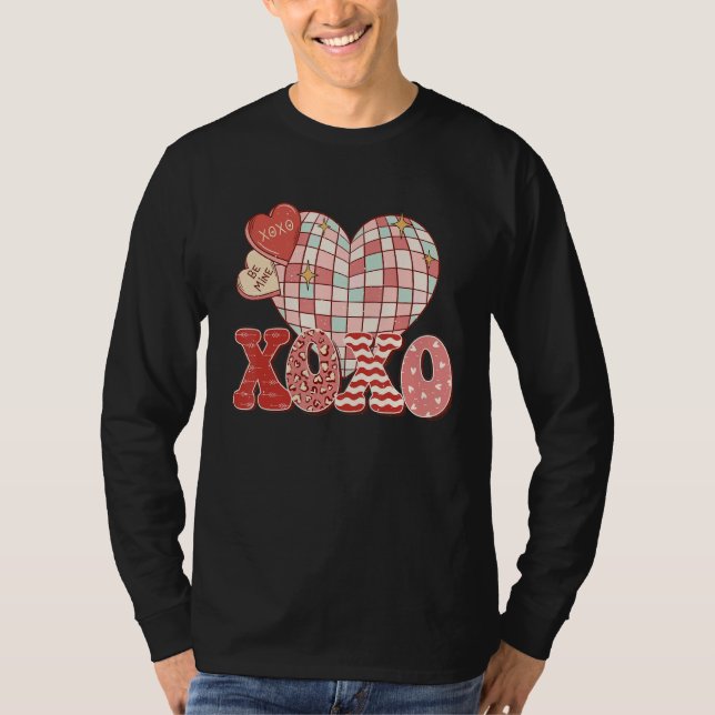 Retro Valentine's Day XOXO Love Disco Heart Valent T-Shirt (Vorderseite)