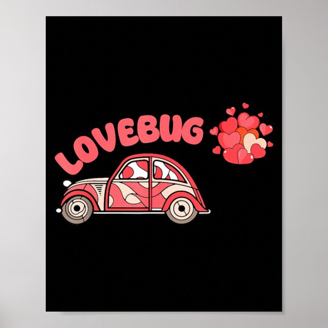 Retro Valentines Lovebug Heart Groovy Valentines M Poster (Vorne)