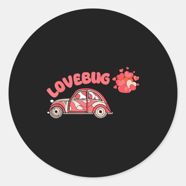 Retro Valentines Lovebug Heart Groovy Valentines M Runder Aufkleber (Vorderseite)