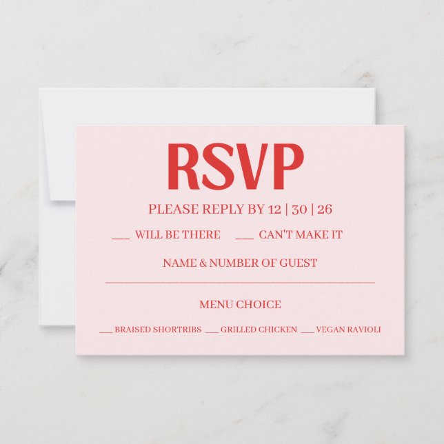 Retro Valentine's RSVP Wedding Reply Card Karte (Vorderseite)