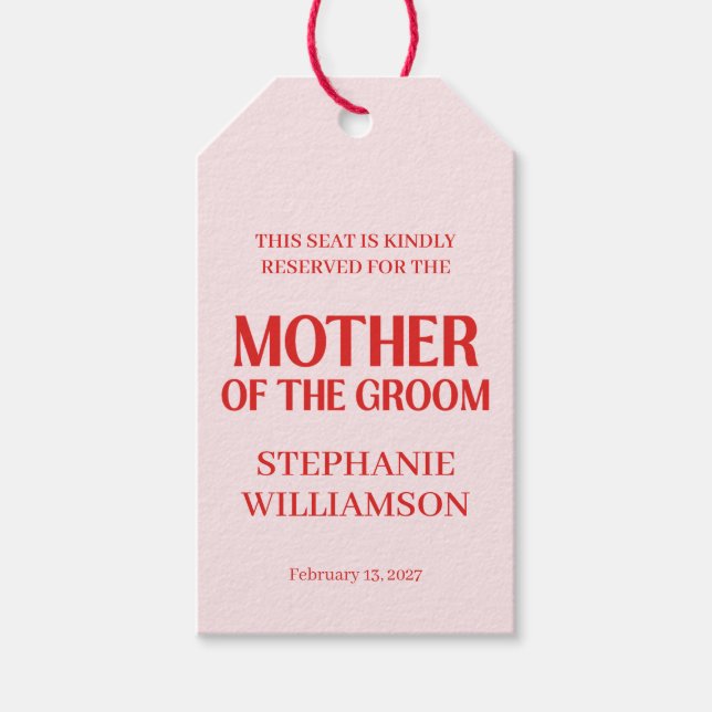 Retro Valentins Brautparty Rot Pink Geschenkanhänger (Vorderseite)