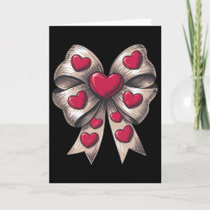 Retro-Valentins-Herz Coquette-Schleife für Frauen  Karte