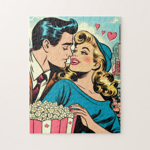 Retro Valentins Liebe Couple Comic