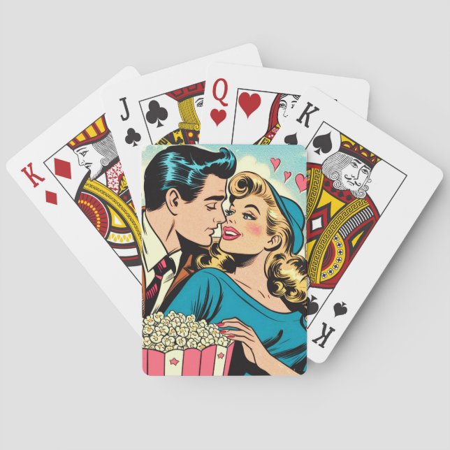 Retro Valentins Liebe Couple Comic Spielkarten (Rückseite)