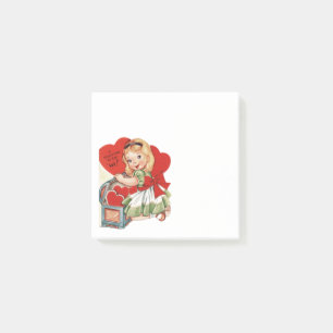 Retro Valentins Mädchen Post-it Klebezettel