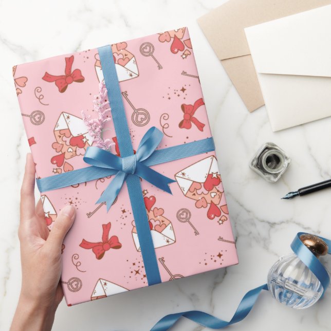 Retro Valentins Wrapping Paper Geschenkpapier (Schenken)