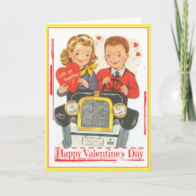 Retro Valentinsgruß-Jugendliche in der Feiertagskarte (Vorderseite)