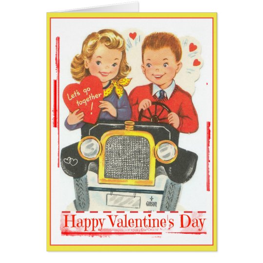 Retro Valentinsgruß-Jugendliche in der Karte