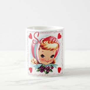 Retro Valentinsgruß-Mädchen Personnalised Kaffeetasse