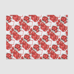 Retro-Valentinsgruß rote Katze weiße Herzen Retro- Seidenpapier