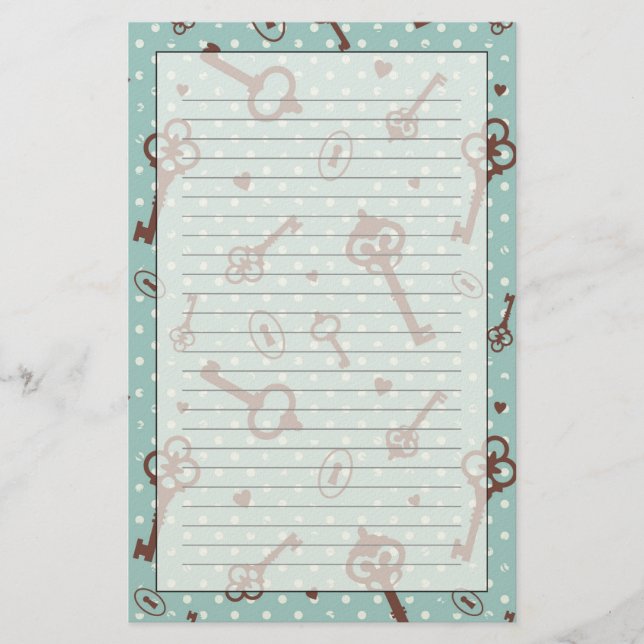 Retro Valentinsgruß-Schlüssel Briefpapier (Vorderseite)