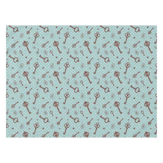 Retro Valentinsgruß-Schlüssel Tischdecke (Vorderseite (Horizontal))