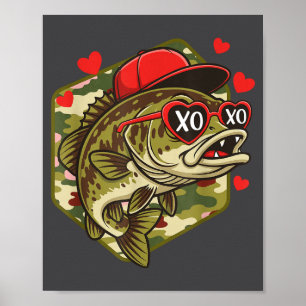 Retro Valentinstag B Angeln Camo Fischer Valentins Poster