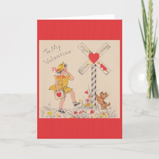 Retro Valentinstag Grußkarte Feiertagskarte (Vorderseite)
