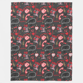 Retro Valentinstag Liebe Doodles Fleecedecke