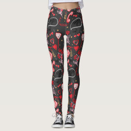 Retro Valentinstag-Liebesdoodles Leggings