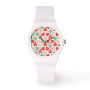 Retro Valentinstag-Muster Armbanduhr