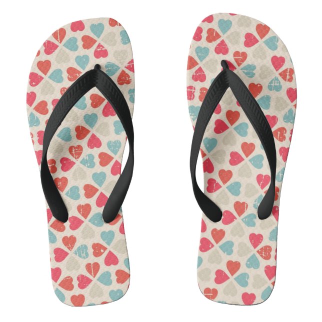 Retro Valentinstag-Muster Flip Flops (Fußbett)