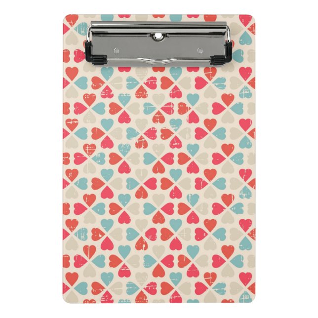 Retro Valentinstag-Muster Mini Klemmbrett (Vorderseite)