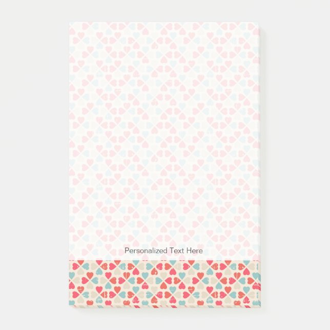 Retro Valentinstag-Muster Post-it Klebezettel (Vorderseite)