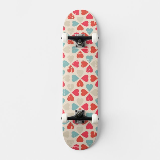 Retro Valentinstag-Muster Skateboard (Vorderseite)