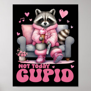 Retro Valentinstag Nicht heute, Cupid Waschbär Poster