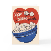 Retro-Valentinstag, Popcorn-Pop eine Corny-Frage