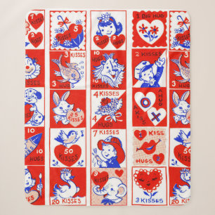 Retro-Valentinstag-Stempel-Muster im Stil der 1950 Sherpadecke