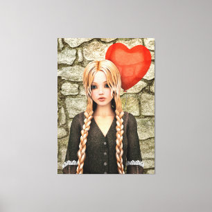 Retro Valentinstag - Süßer Herzballon Liebe Leinwanddruck