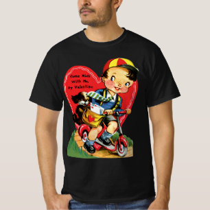 Retro Valentinstag, Vintage Junge auf einem Roller T-Shirt