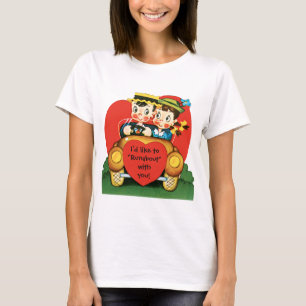Retro Valentinstag, Vintage Junge und Mädchen im A T-Shirt