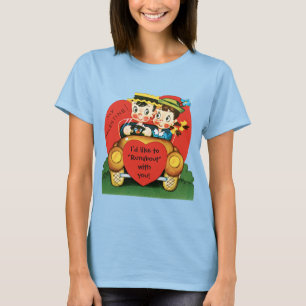 Retro Valentinstag, Vintage Junge und Mädchen im A T-Shirt