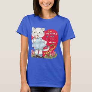 Retro Valentinstag Vintage-Katze isst Eiscreme T-Shirt