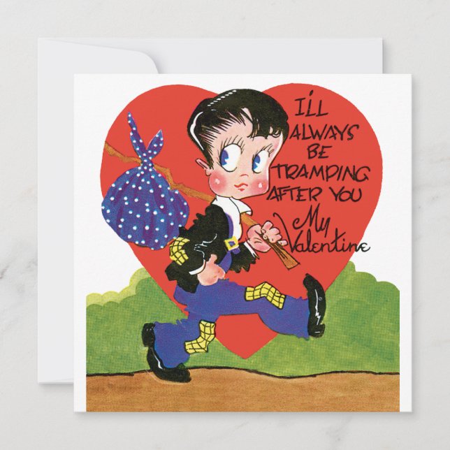 Retro Valentinstag, Vintages Hobo-Herzblut Feiertagskarte (Vorderseite)