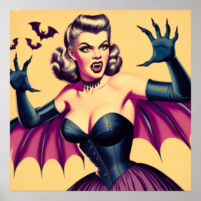 Retro Vampire Woman Poster (Vorne)