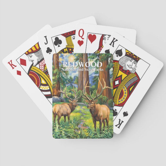 Retro Van Gogh Redwood Nationalpark Wildtiere Elch Spielkarten (Rückseite)