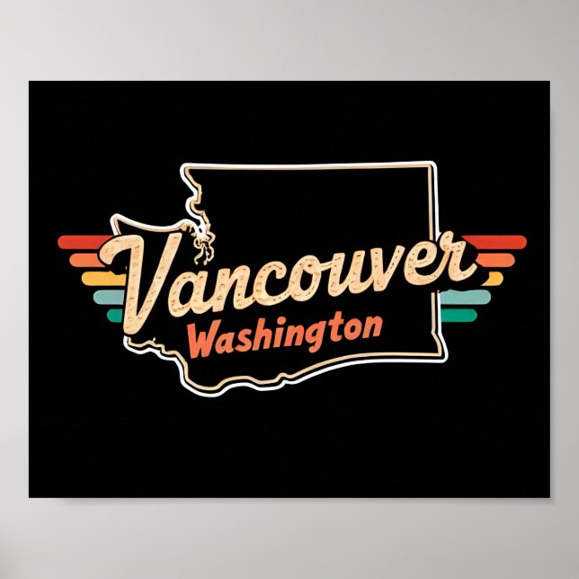 Retro Vancouver Washington State Poster (Vorne)