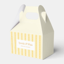 Retro Vanilla Yellow Heart Stripes Bakery Business Geschenkschachtel