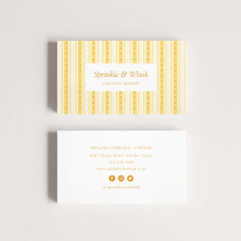Retro Vanilla Yellow Heart Stripes Bakery Visitenkarte