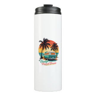 Retro Vanlife Tropical Sunset Thermosbecher
