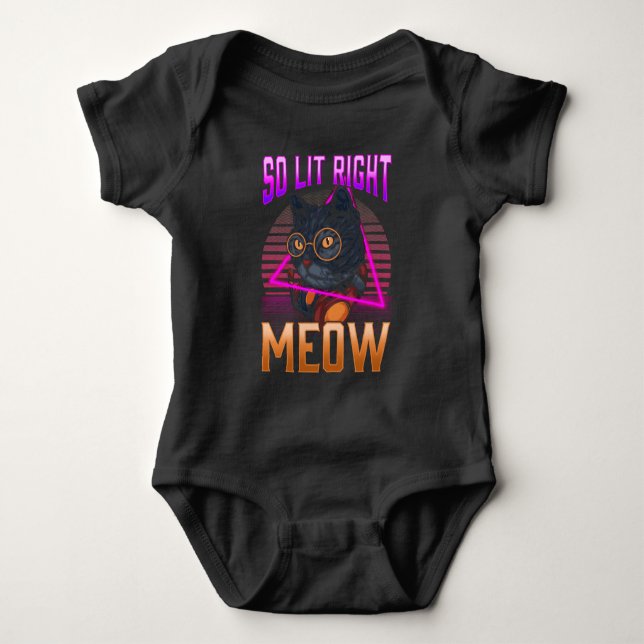 Retro Vaporwave Cat Sunset Aästhesie Rave Music Baby Strampler (Vorderseite)