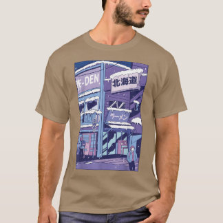 Retro Vaporwave Japan City Covered in Snow T-Shirt